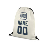 Custom Cream Blue Drawstring Bag