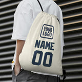 Custom Cream Blue Drawstring Bag