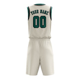 Custom Cream Blue Green Basketball Set