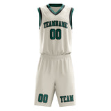 Custom Cream Blue Green Basketball Set