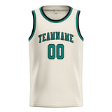 Custom Cream & Blue Green Colors Design Sports Basketball Jersey
