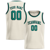 Custom Cream & Blue Green Colors Design Sports Basketball Jersey