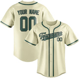 Custom Cream & Blue Green Colors Design Sports Baseball Jersey