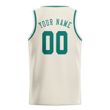 Custom Cream & Blue Green Colors Design Sports Basketball Jersey