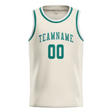 Custom Cream & Blue Green Colors Design Sports Basketball Jersey