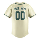 Custom Cream & Blue Green Colors Design Sports Baseball Jersey
