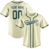 Custom Cream & Blue Green Colors Design Sports Baseball Jersey