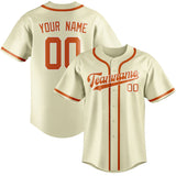 Custom Cream & Orange Colors Design Sports Baseball Jersey