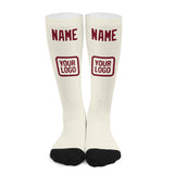 Custom Cream Crimson Red Knee-High Sock
