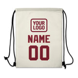 Custom Cream Crimson Red Drawstring Bag