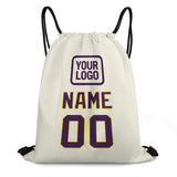 Custom Cream Purple Drawstring Bag