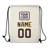 Custom Cream Purple Drawstring Bag