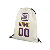 Custom Cream Purple Drawstring Bag