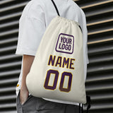 Custom Cream Purple Drawstring Bag