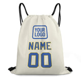 Custom Cream Sky Blue Drawstring Bag
