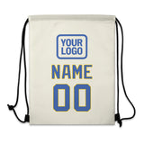 Custom Cream Sky Blue Drawstring Bag