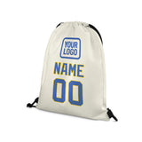 Custom Cream Sky Blue Drawstring Bag