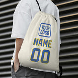 Custom Cream Sky Blue Drawstring Bag