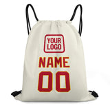 Custom Cream Red Drawstring Bag