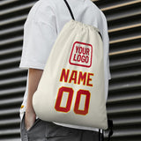 Custom Cream Red Drawstring Bag