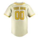 Custom Cream & Gold Colors Design Sports Baseball Jersey