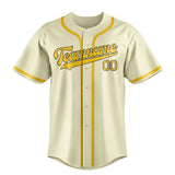 Custom Cream & Gold Colors Design Sports Baseball Jersey
