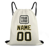 Custom Cream Black Drawstring Bag