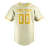 Custom Cream & Gold Colors Design Sports Baseball Jersey