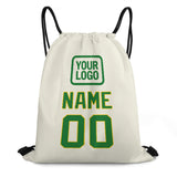 Custom Cream Emerald Green Drawstring Bag