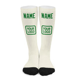 Custom Cream Emerald Green Knee-High Sock