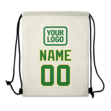 Custom Cream Emerald Green Drawstring Bag
