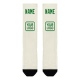 Custom Cream Emerald Green Knee-High Sock