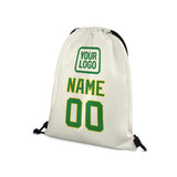 Custom Cream Emerald Green Drawstring Bag