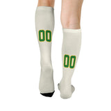 Custom Cream Emerald Green Knee-High Sock