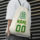 Custom Cream Emerald Green Drawstring Bag
