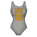 Custom Gray Yellow Swimsuit