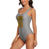 Custom Gray Yellow Swimsuit