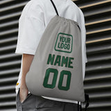 Custom Gray Green Drawstring Bag