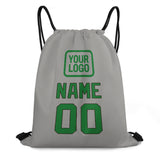 Custom Gray Emerald Green Drawstring Bag