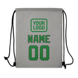 Custom Gray Emerald Green Drawstring Bag