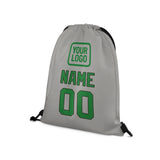 Custom Gray Emerald Green Drawstring Bag