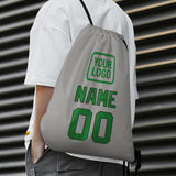 Custom Gray Emerald Green Drawstring Bag