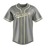 Custom Gray & Cream Colors Design Sports Baseball Jersey