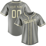 Custom Gray & Cream Colors Design Sports Baseball Jersey