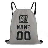 Custom Gray Black Drawstring Bag