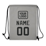 Custom Gray Black Drawstring Bag