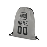 Custom Gray Black Drawstring Bag