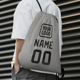 Custom Gray Black Drawstring Bag
