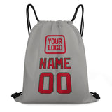 Custom Gray Red Drawstring Bag