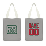 Custom Gray Red Canvas Tote Bag
